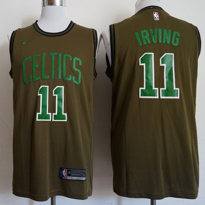 Men Boston Celtics #11 Irving Military green Game Nike NBA Jerseys